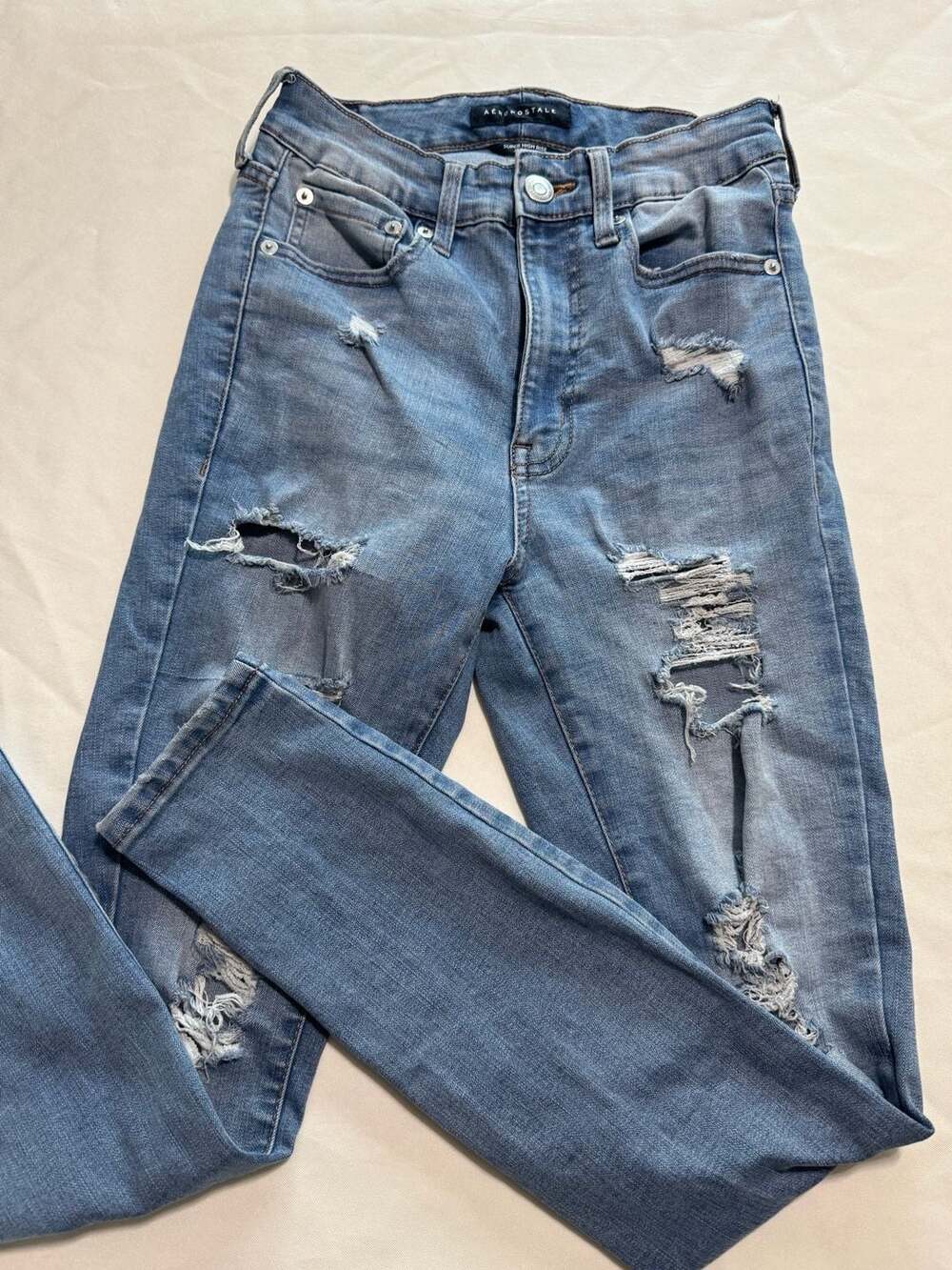 Aeropostale Super High Rise Distressed Jeggings Y2K Skinny Jeans